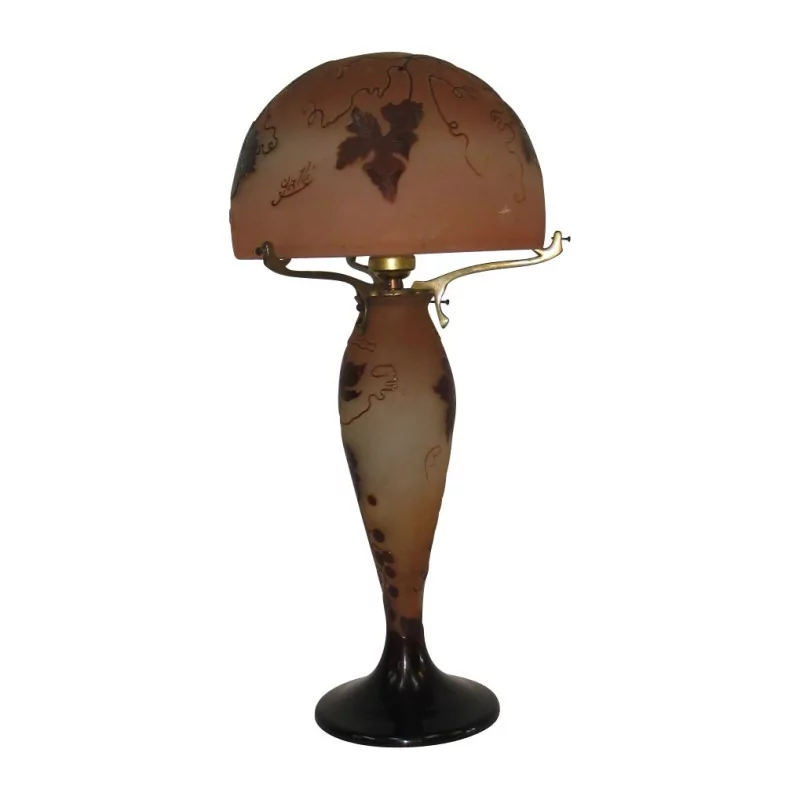 盏粉棕色 Gallé 玻璃糊灯，装饰有 - Moinat - 台灯