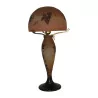 pink-brown Gallé lamp in glass paste with decoration of - Moinat - Table lamps