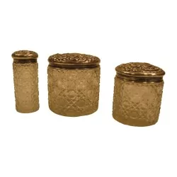 Ensemble de 3 flacons en cristal taillé en argent