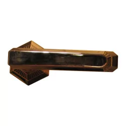Door handle with rosette in shiny nickel finish.