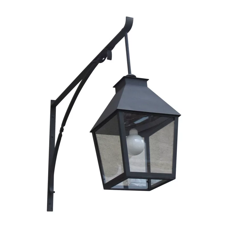 Square lantern with stem and glass, electrified, painted … - Moinat - Wall lights, Sconces