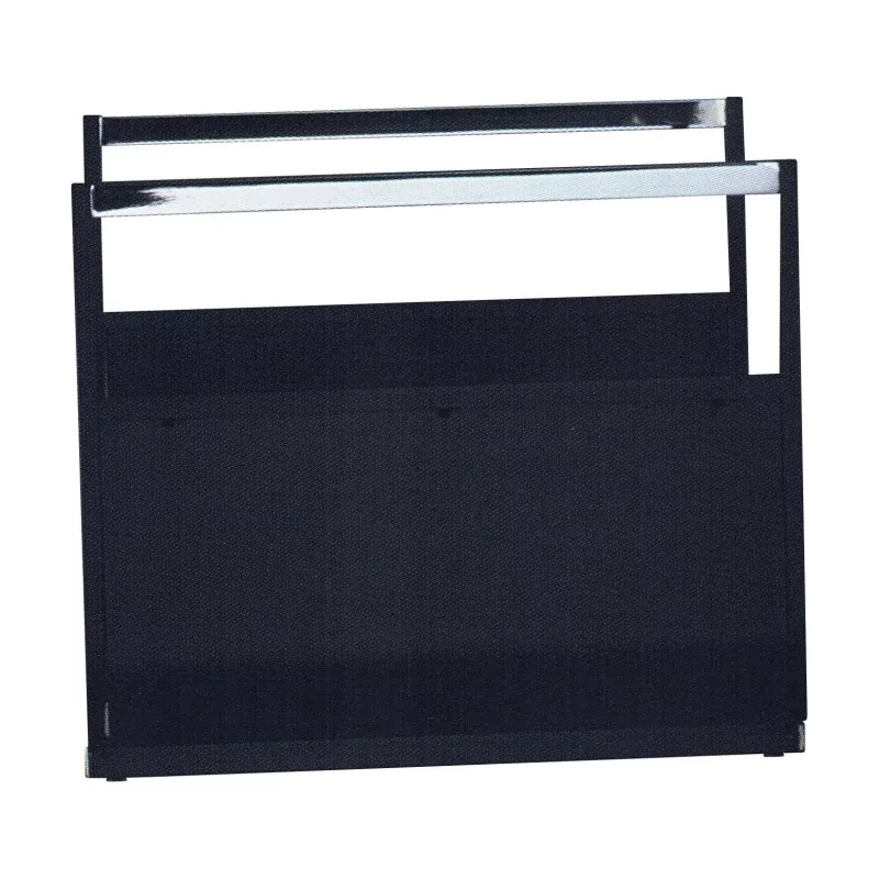 Holzkorb, schwarz lackiert mit poliertem Edelstahlgriff … - Moinat - Kaminzubehör