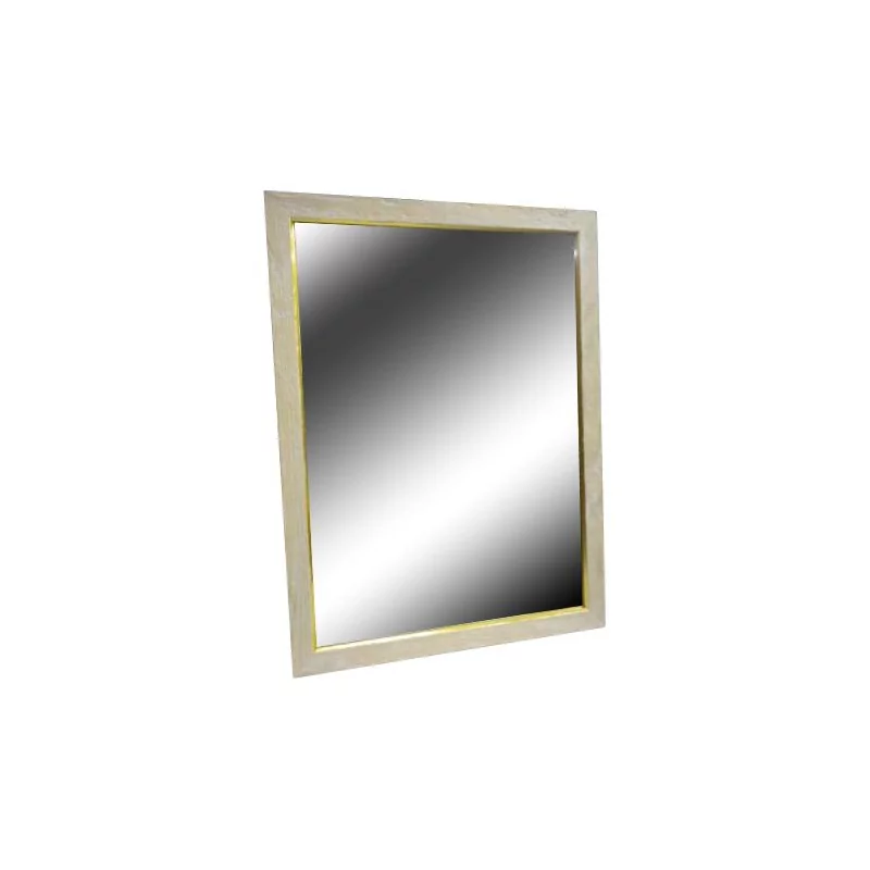 rechteckiger Spiegel in Weiß und Gold. - Moinat - Spiegel