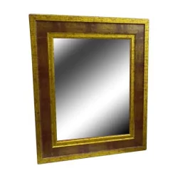 red and gold rectangular mirror.