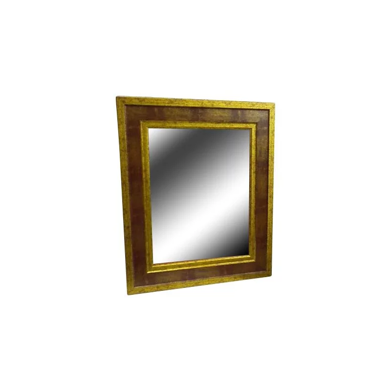 Miroir rectangulaire rouge et or. - Moinat - Glaces, Miroirs