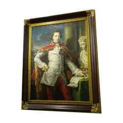 Gemälde „Portrait“, mit braunem und goldenem Rahmen.