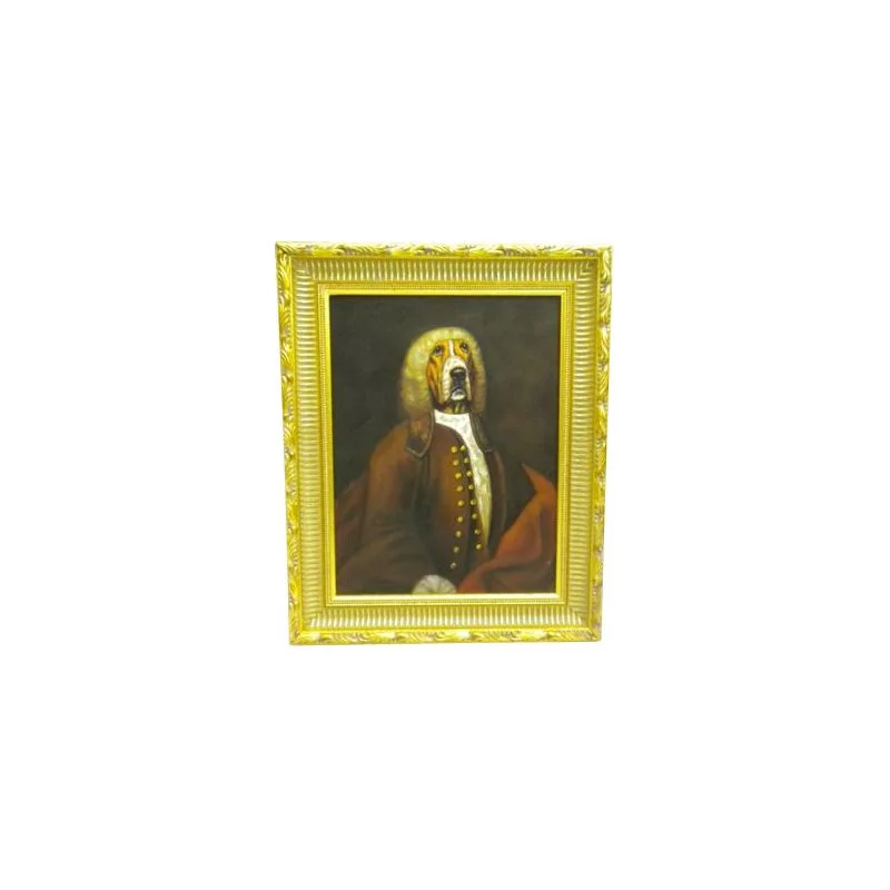Tableau "Portrait de Chien", avec cadre noir et doré. - Moinat - Tableaux - Portrait