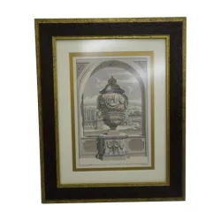 “Roman Vase” engraving, with patinated and gilded frame.