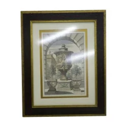 “Roman Vase” engraving, with patinated and gilded frame.