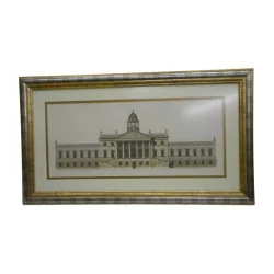 Gravure “Palais”, avec cadre argenté et doré.