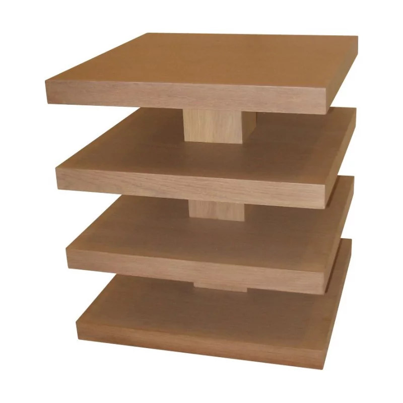 Petite table "Tabaco" en bois de placage cerusé avec 4 - Moinat - Bouts de canapé, Bouillottes, Chevets, Guéridons