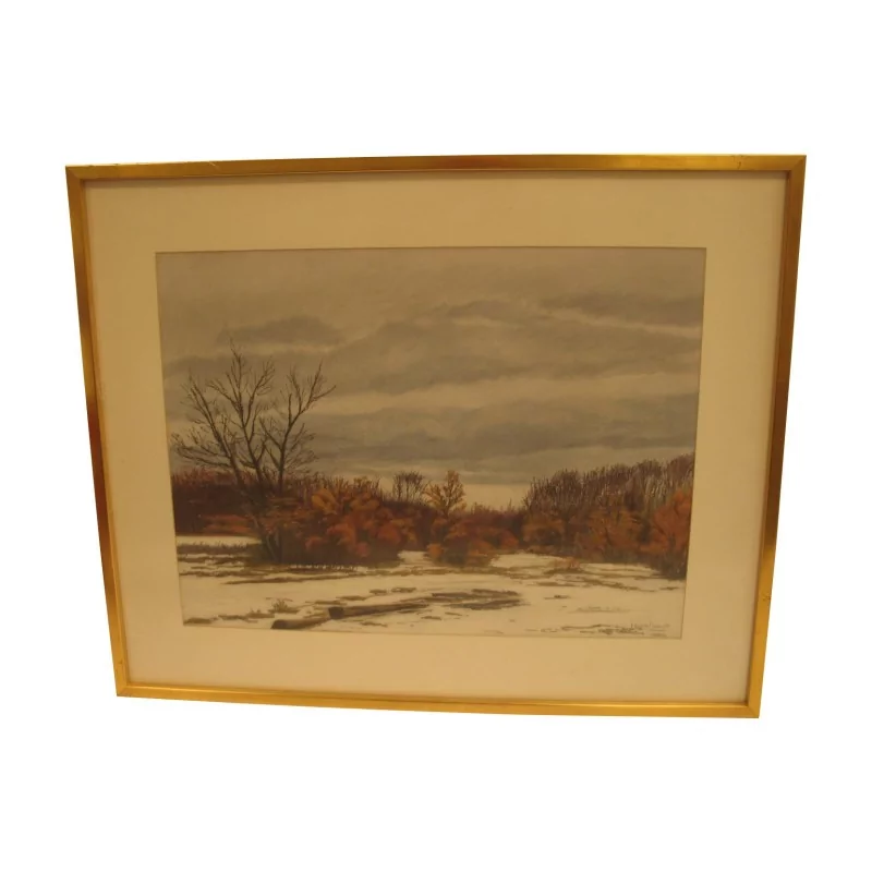 watercolor painting on paper “Winter Landscape”, signed Patrick … - Moinat - Painting - Landscape