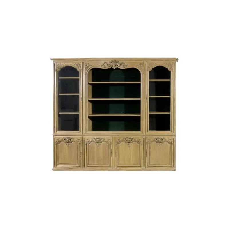 个大型“Pozzoli”书柜，采用雕刻和古铜色橡木制成，配有 - Moinat - 书架, 书柜, 橱窗