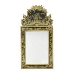 Style Spiegel aus geschnitztem Gold und schwarzem Holz mit …