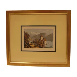 color engraving, under glass with wooden frame …