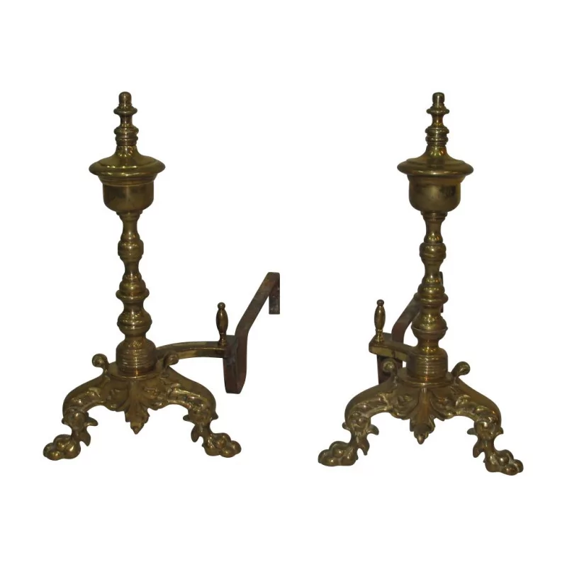 Pair of Baroque andirons in bronze, in the shape of … - Moinat - Firedogs, Andirons