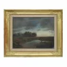 Gemälde, Öl auf Karton „Boot auf dem See“, signiert … - Moinat - VE2022/1