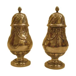 Pair of chased 800 silver sprinklers. Period late 19th …