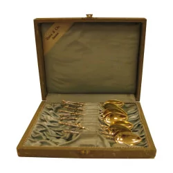 Box with 11 800 silver vermeil spoons with foot handle …