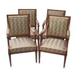 Set mit 4 Louis XVI-Sesseln aus geformter Buche, gepolstert …