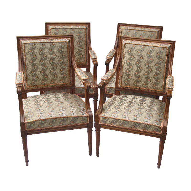 Ensemble de 4 fauteuils Louis XVI en hêtre mouluré, recouverts - Moinat - VE2022/1