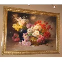 油画，布面油画“静物花”，署名……