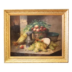 Tableau, huile sur toile “Nature morte au pichet d'étain”, …