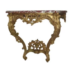 Console de style Louis XV en bois sculpté et doré avec dessus …