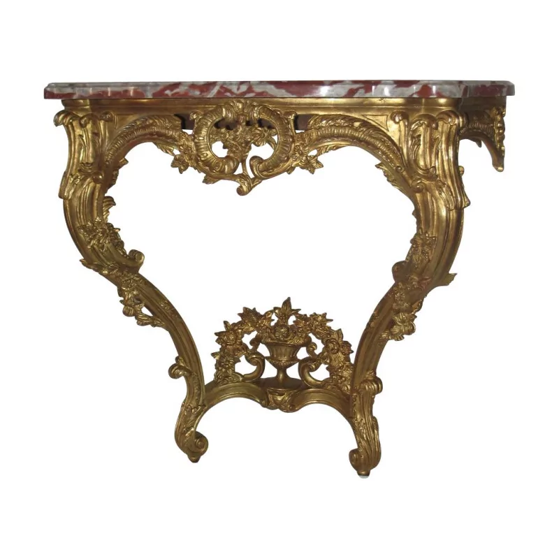 Console de style Louis XV en bois sculpté et doré avec dessus … - Moinat - Consoles, Dessertes, Dos de canapé