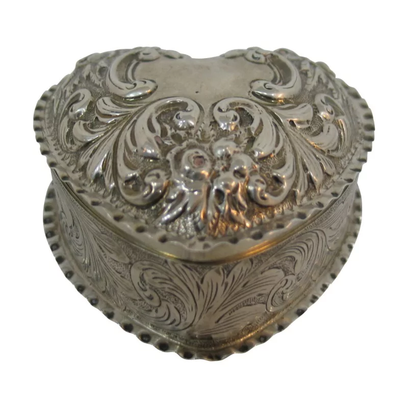 Dose in Form eines Herzens aus gemeißeltem 925er Sterlingsilber. … - Moinat - Silber