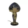 Lampe champignon en pâte de verre avec décor de glycine bleu, … - Moinat - Lampes de table