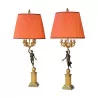 Pair of Restoration candelabras mounted as bronze lamps … - Moinat - Table lamps