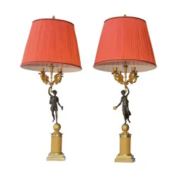 Pair of Restoration candelabras mounted as bronze lamps …