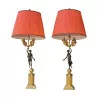 Pair of Restoration candelabras mounted as bronze lamps … - Moinat - Table lamps