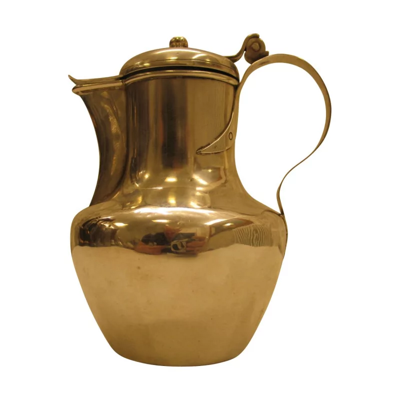Kettle, bain-marie in 950 silver, handle with wicker - Moinat - Silverware