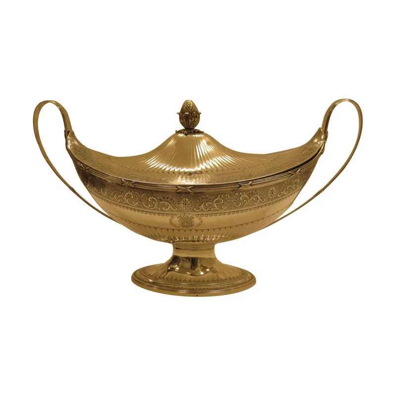 Pot-à-oille, tureen in 925 silver, by James Young. London… - Moinat - Silverware