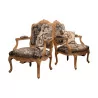 Paar Sessel im Louis XV Regency-Stil aus sandgestrahlter Buche und … - Moinat - Armlehnstühle, Sesseln
