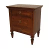 inlaid bedside table in cherry wood with 3 drawers. - Moinat - End tables, Bouillotte tables, Bedside tables, Pedestal tables