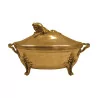 oval silver soup tureen with 4 molded feet, branch ties... - Moinat - Silverware