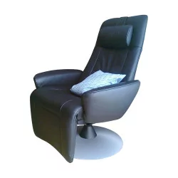 comfortable rotating armchair in black leather C1 brand Burov …