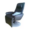 bequemer drehbarer Sessel aus schwarzem Leder C1 Marke Burov … - Moinat - Armlehnstühle, Sesseln
