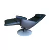 bequemer drehbarer Sessel aus schwarzem Leder C1 Marke Burov … - Moinat - Armlehnstühle, Sesseln