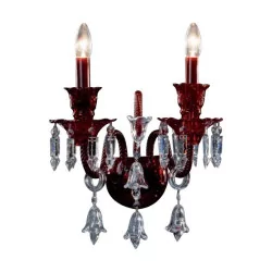 „Smichov“ Wandlampe aus rotem und transparentem böhmischem Kristall mit …