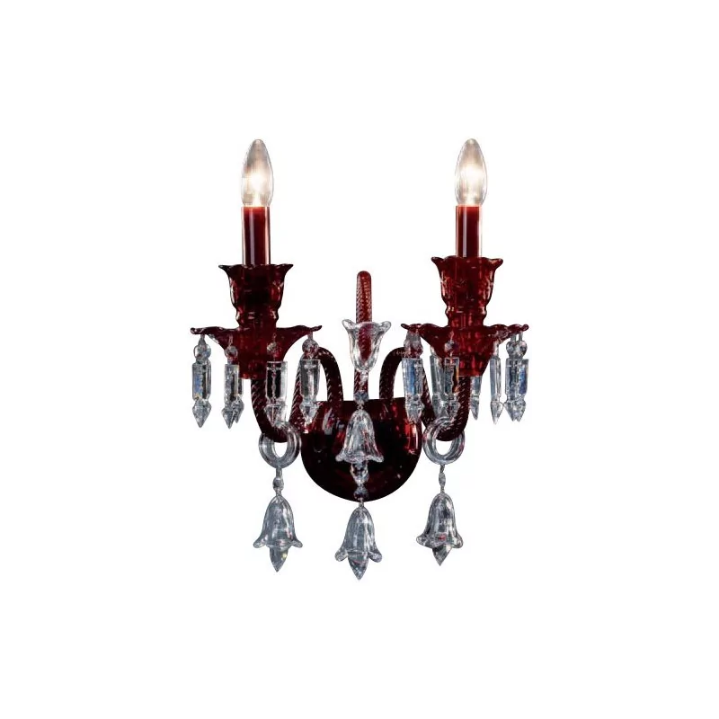 “Smichov” wall lamp in red and transparent Bohemian crystal with … - Moinat - Wall lights, Sconces