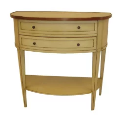 half-moon trolley in cream lacquered wood with 1 drawer and 1