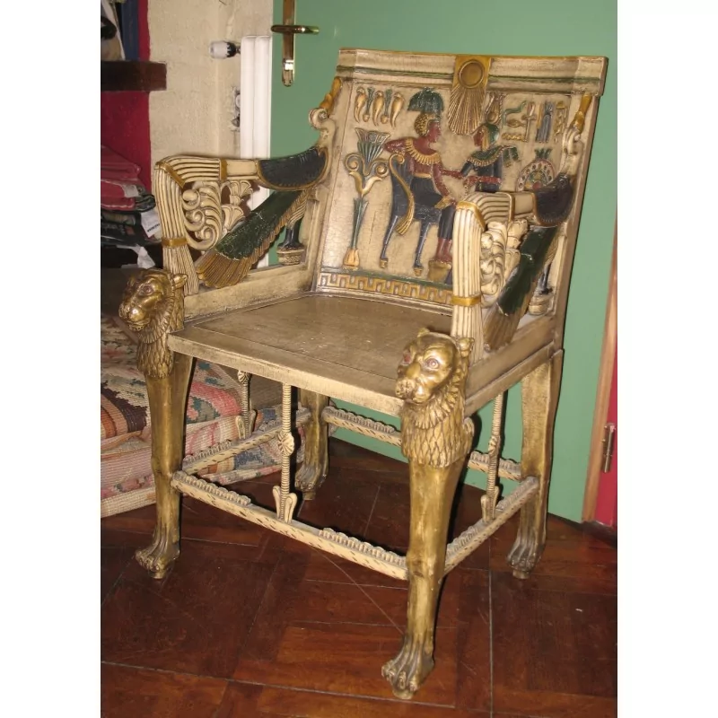 Fauteuil de décoration de style Egyptien, richement … - Moinat - Fauteuils Fauteuil de décoration de style Egyptien, richement … - Moinat - Fauteuils