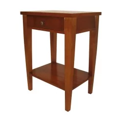 Biedermeier-Nachttisch mit 1 Schublade und 1 Ablage zwischen den Beinen.