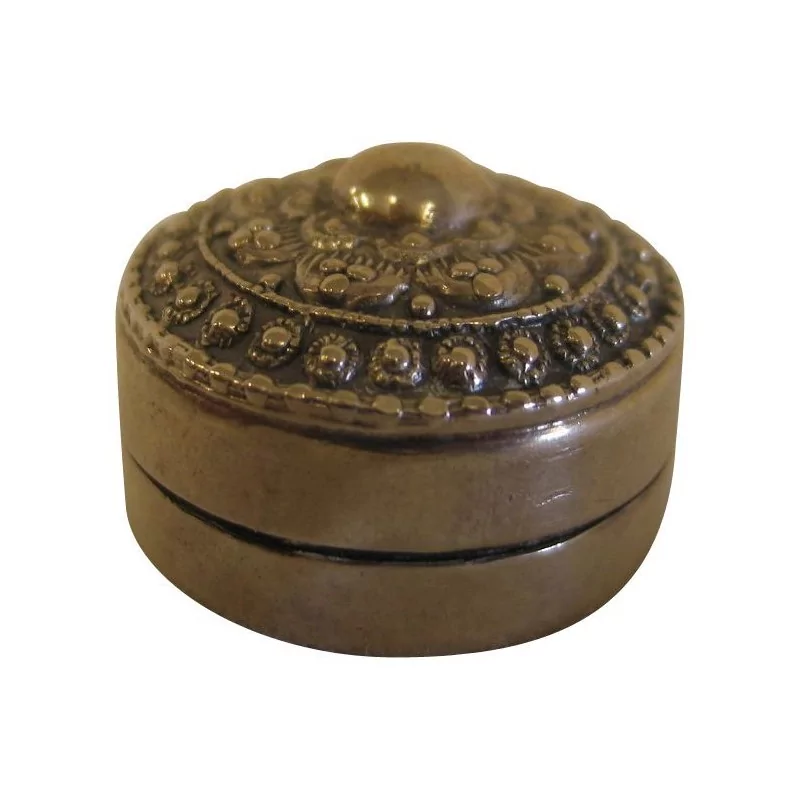 Boîte à pilules ronde en argent avec décor sur le couvercle. - Moinat - Argenterie