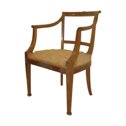桃花心木 Directoire 扶手椅，饰有青铜色、装饰……