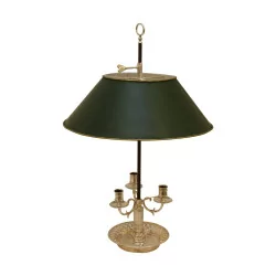 durchbrochene Bouillotte-Lampe mit „Korb“-Motiv aus ziselierter Bronze